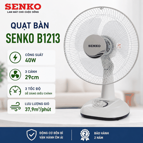 Quạt Bàn Senko B1213 40W – 3 Cánh 29cm, 3 Tốc Độ