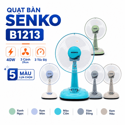 Quạt Bàn Senko B1213 40W – 3 Cánh 29cm, 3 Tốc Độ