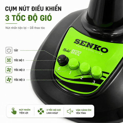 Quạt Bàn Senko BX1212 40W – 3 Cánh 29cm, Lồng Mạ Crom