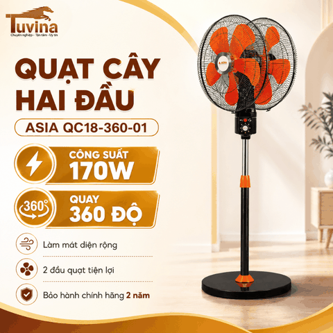 Quạt Cây Hai Đầu Quay 360 Độ Asia QC18-360-01 Công Suất 170W