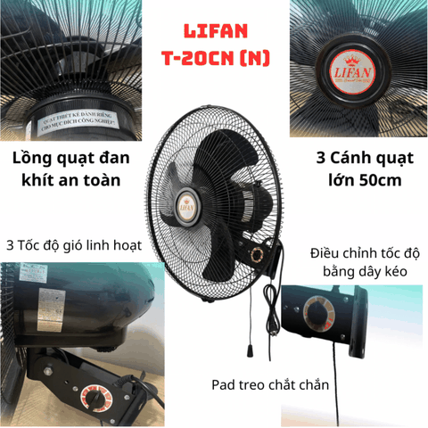 Quạt Treo Tường Công Nghiệp LIFAN T-20CN (N) 130W – Cánh 50cm