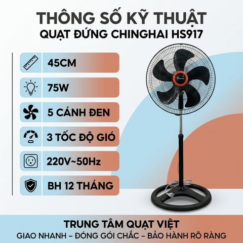 Quạt Đứng ChingHai HS917 45cm 75W Chính Hãng