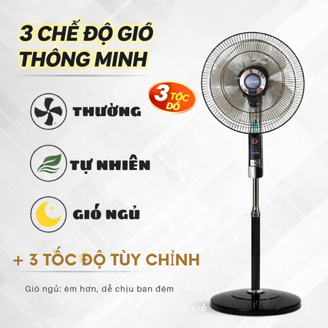 Quạt đứng LIFAN Đ-16RC-8 – 40cm 50W, đảo gió 2 chiều điện, remote, hẹn giờ 8h | BH 12 tháng