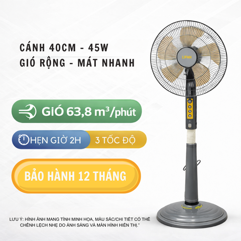 Quạt đứng LIFAN Đ-216 – Cánh 40cm, 45W, hẹn giờ 2h, 3 tốc độ | BH 12 tháng