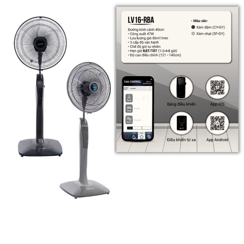 Quạt đứng Mitsubishi LV16-RBA 40cm | Bluetooth + Remote | TUVINA
