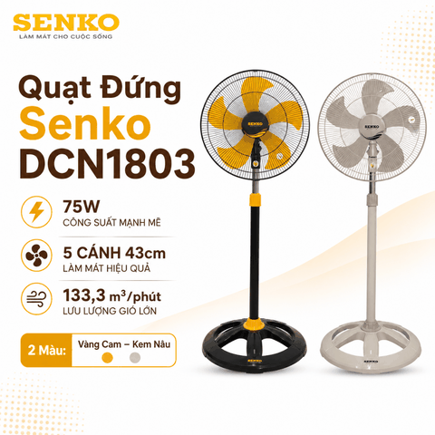 Quạt Đứng Senko DCN1803 75W – 5 Cánh 43cm, Gió Mạnh