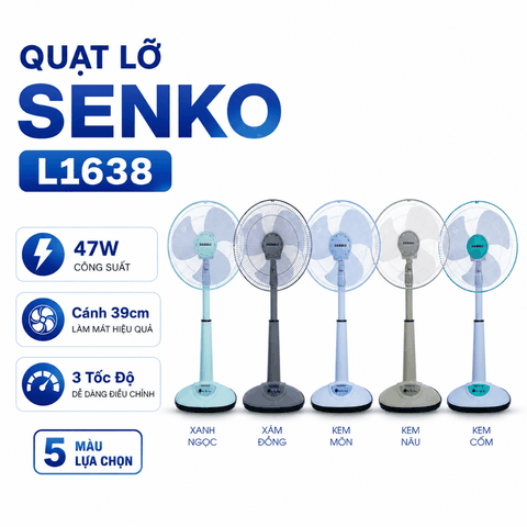 Quạt Lỡ Nhựa Senko L1638 47W – Cánh 39cm – 3 Tốc Độ