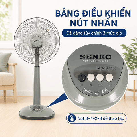 Quạt Lỡ Nhựa Senko L1638 47W – Cánh 39cm – 3 Tốc Độ
