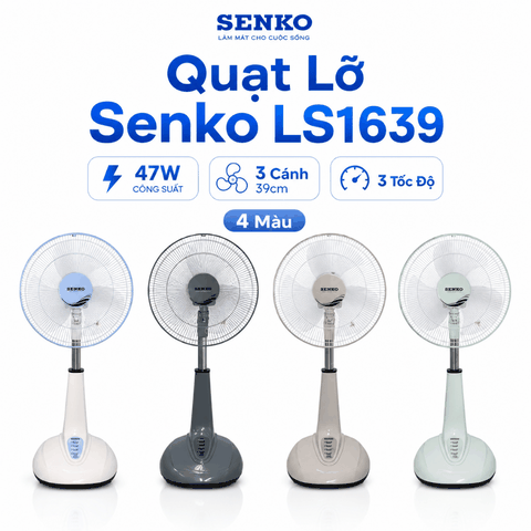 Quạt Lỡ Senko LS1639 47W – 3 Cánh 39cm – Điều Chỉnh Cao 80–98cm