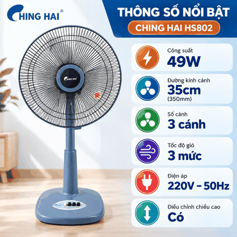 Quạt Lửng Ching Hai HS802 49W – 3 Cánh 35cm, 3 Tốc Độ