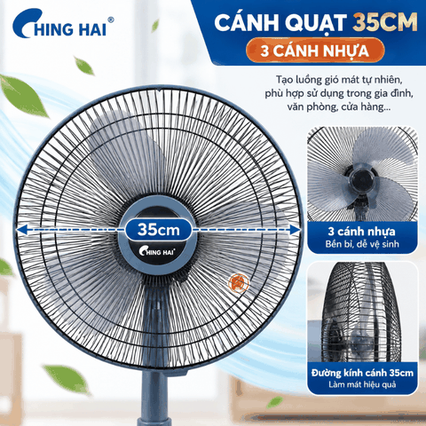 Quạt Lửng Ching Hai HS802 49W – 3 Cánh 35cm, 3 Tốc Độ