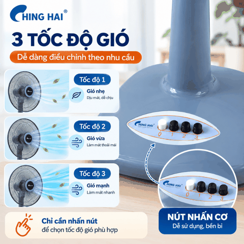 Quạt Lửng Ching Hai HS802 49W – 3 Cánh 35cm, 3 Tốc Độ