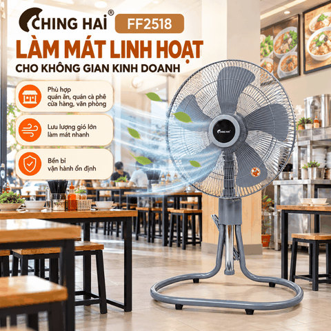 Quạt Sàn Lửng CHING HAI FF2518 128W – 5 Cánh Nhựa 45cm, 3 Tốc Độ