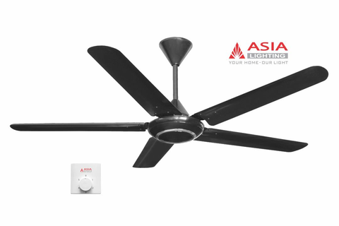 Quạt Trần QT06-Đ-01 Đen Huyền Bí – 5 Cánh Thép, AC Motor, Hộp Số Thông Minh