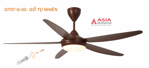 Quạt Trần QT07-G-02 Gỗ Tự Nhiên – 5 Cánh ABS, Động Cơ AC