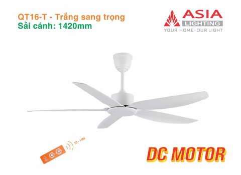 Quạt Trần QT16-T Trắng Sang Trọng – Động Cơ DC 5 Cánh