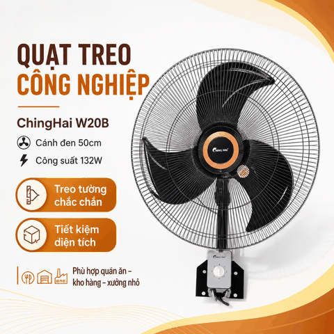 Quạt treo công nghiệp ChingHai W20B cánh đen 50cm 132W