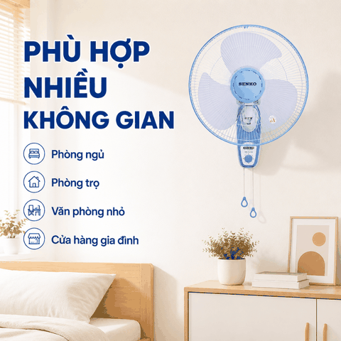 Quạt Treo Senko TC1626 39cm 47W – 3 Tốc Độ, Chuyển Hướng Điện