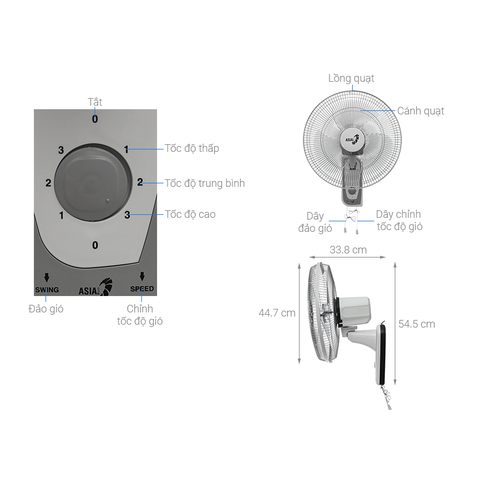 Quạt treo Asia VY357792 - 55W Xám