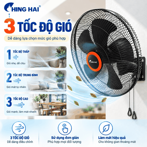 Quạt Treo Tường CHING HAI W17 75W – 5 Cánh 43cm, 3 Tốc Độ Gió