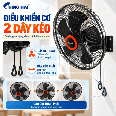 Quạt Treo Tường CHING HAI W17 75W – 5 Cánh 43cm, 3 Tốc Độ Gió