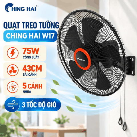 Quạt Treo Tường CHING HAI W17 75W – 5 Cánh 43cm, 3 Tốc Độ Gió
