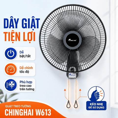 Quạt treo tường ChingHai W613 35cm 49W dây giật tiện lợi