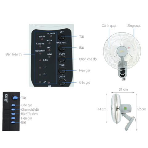 Quạt treo Lifan (Remote) TE-1688