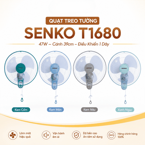 Quạt Treo Tường 1 Dây Senko T1680 47W – Cánh 39cm