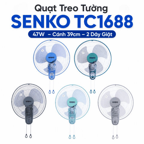 Quạt Treo Tường Senko TC1688 47W – Cánh 39cm – 2 Dây Giật