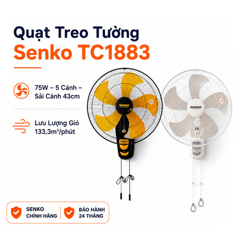 Quạt Treo Tường Senko TC1883 75W – 5 Cánh, Sải Cánh 43cm