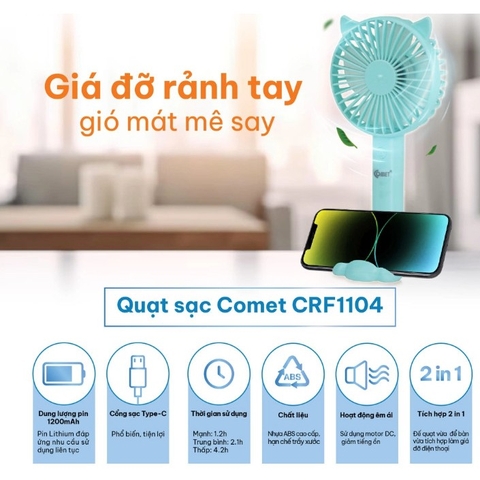 Quạt sạc Comet CRF1104 - 4W