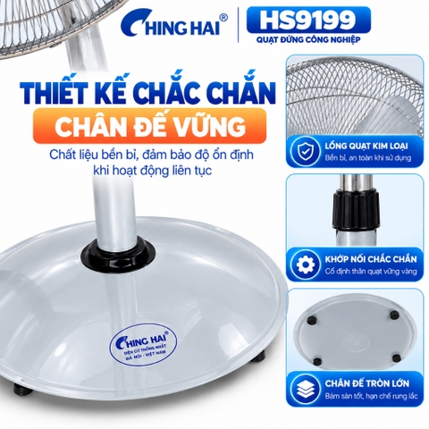 Quạt Đứng Công Nghiệp CHING HAI HS9199 112W – 4 Cánh Nhôm 45cm