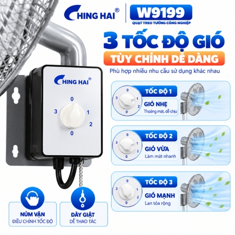 Quạt Treo Công Nghiệp CHING HAI W9199 112W – 4 Cánh Nhôm 45cm