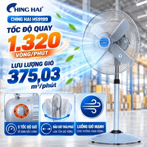Quạt Đứng Công Nghiệp CHING HAI HS9199 112W – 4 Cánh Nhôm 45cm