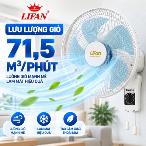 Quạt Treo Tường LIFAN T-N2 45W – Cánh 40cm, Gió Mạnh