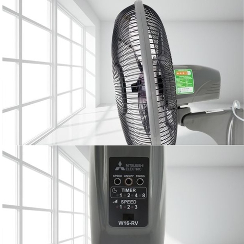 Quạt Treo Tường Mitsubishi W16-RA 40cm – Remote, Hẹn Giờ, Chạy Êm Bền