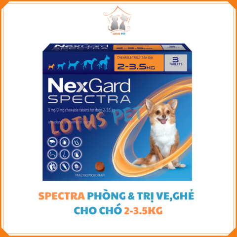 NexGard Spectra - Thuốc phòng trị ve, xổ giun cho chó 2-3.5KG