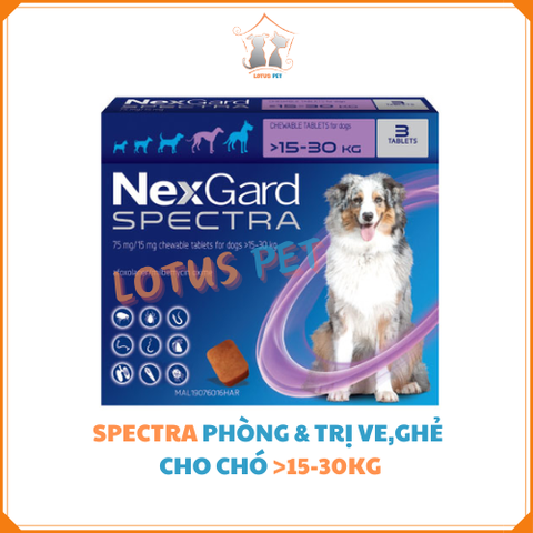 NexGard Spectra - Thuốc phòng trị ve, xổ giun cho chó >15-30KG