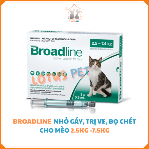 Broadline - Thuốc nhỏ gáy, trị bọ chét và ve cho mèo 2.5-7.5KG