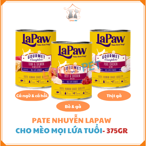 Pate cho mèo Lapaw Gourmet cao cấp dạng nhuyễn - Lon 375GR