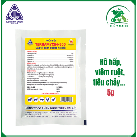CL - TERRAMYCIN-500 Trị viêm ruột tiêu chảy viêm đường hô hấp cho chim vẹt yến phụng gà vịt heo - 5g