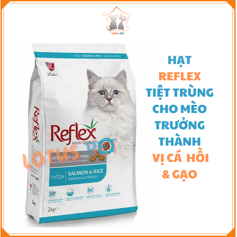Hạt Reflex tiệt trùng - Vị cá hồi & gạo - Mèo trưởng thành - 2KG
