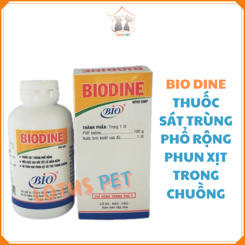 BIO - DINE  ( Thuốc sát trùng phổ rộng, hiệu quả cao với tất cả mầm bệnh, an toàn khi phun xịt có thú trong chuồng)