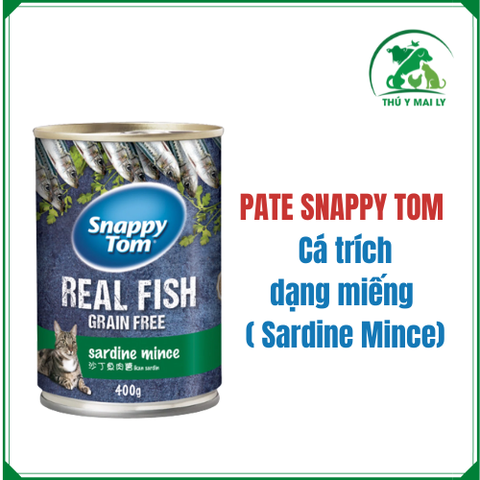 Pate Snappy Tom Real Fish/Meat cho mèo - lon 400gr