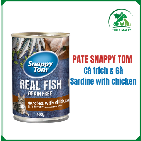 Pate Snappy Tom Real Fish/Meat cho mèo - lon 400gr