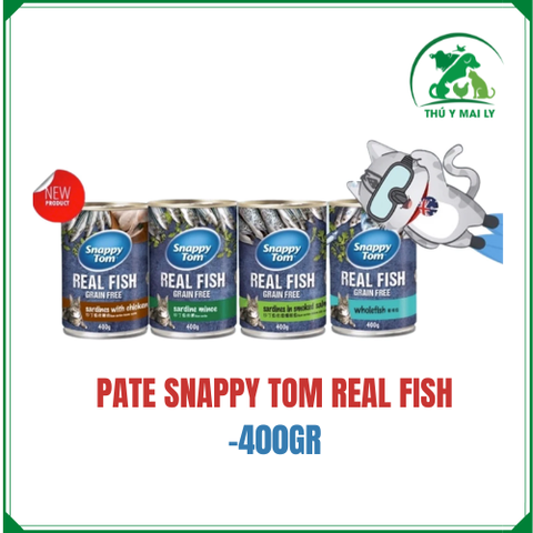 Pate Snappy Tom Real Fish/Meat cho mèo - lon 400gr