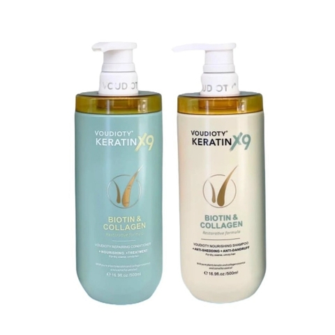 Bộ Dầu Gội Xả Voudioty Keratin X9 Biotin & Collagen 500ml