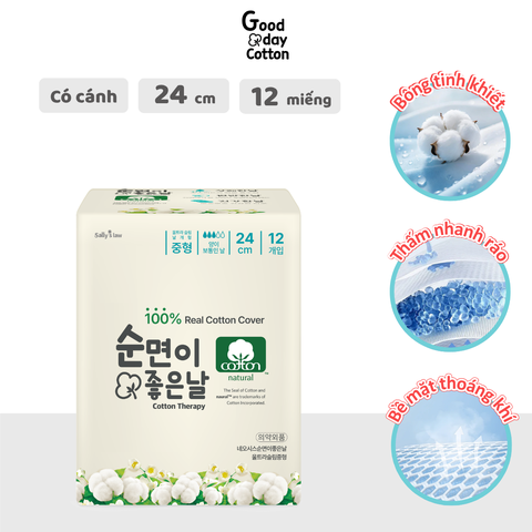 [Có cánh] Băng vệ sinh Good Day Cotton 24 cm