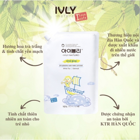 Nước xả vải IVLY NATURE hương hoa Trà trắng 1200ml